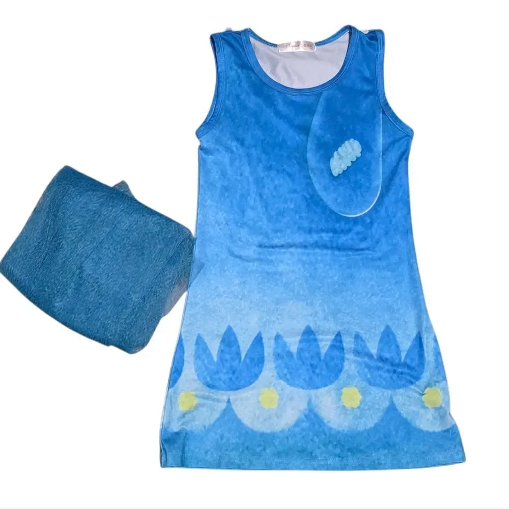 Girls Troll Costume With Sheer Cape And Light Up Headband